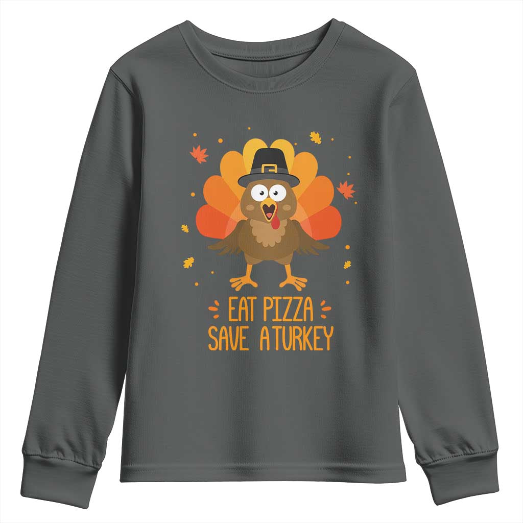 Save A Turkey Eat Pizza Youth Sweatshirt Funny Thanksgiving - Wonder Print Shop