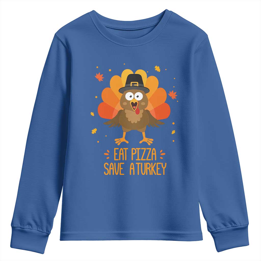 Save A Turkey Eat Pizza Youth Sweatshirt Funny Thanksgiving - Wonder Print Shop