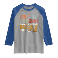 Funny Thanksgiving Raglan Shirt Turkey Gravy Beans And Rolls Let Me See That Casserole - Wonder Print Shop