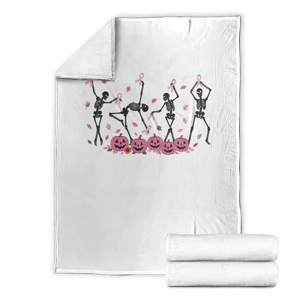 Dancing Skeletons Breast Cancer Throw Blanket Skeleton Pink Ribbon Halloween - Wonder Print Shop