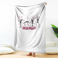 Dancing Skeletons Breast Cancer Throw Blanket Skeleton Pink Ribbon Halloween - Wonder Print Shop