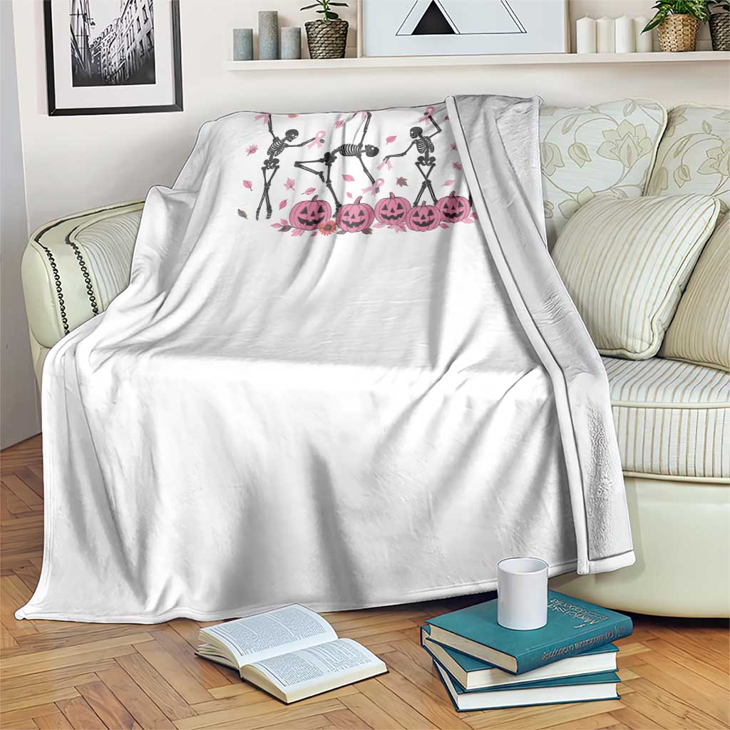 Dancing Skeletons Breast Cancer Throw Blanket Skeleton Pink Ribbon Halloween - Wonder Print Shop