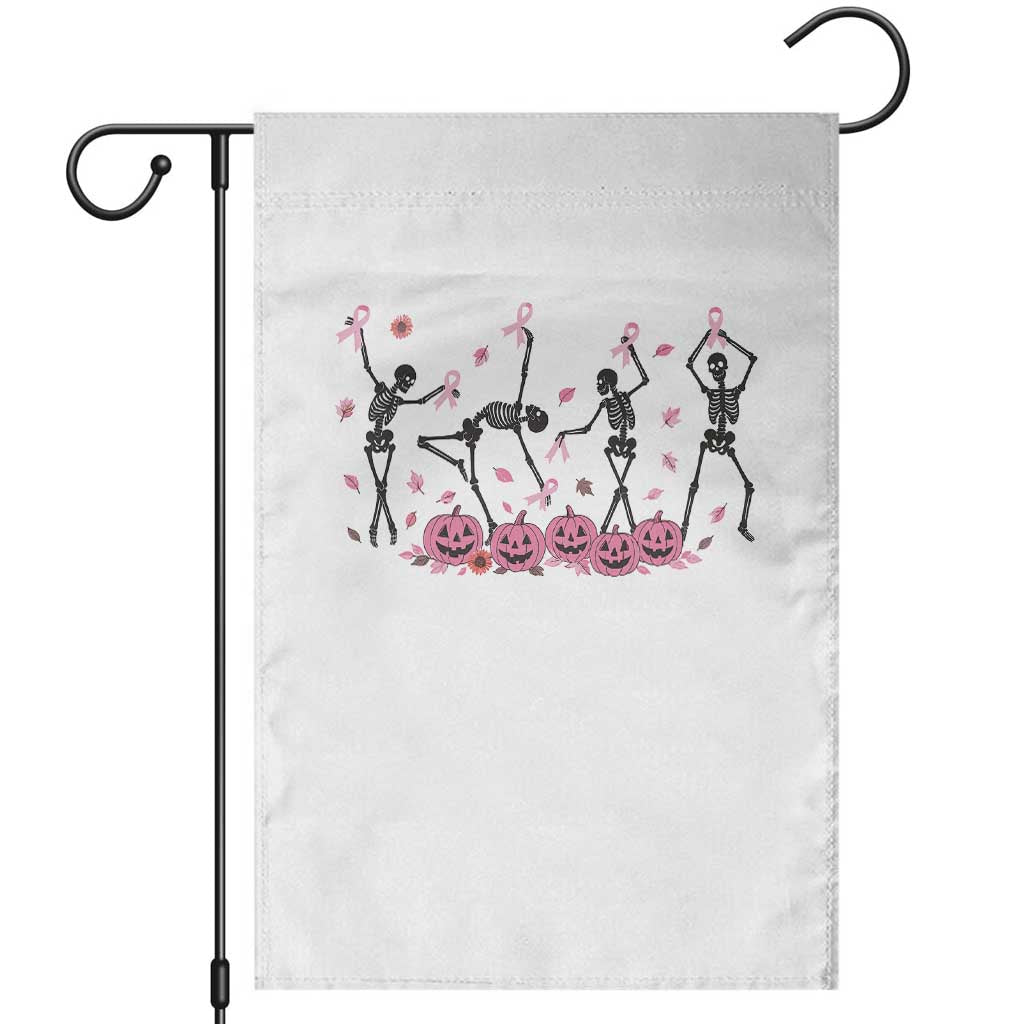 Dancing Skeletons Breast Cancer Garden Flag Skeleton Pink Ribbon Halloween - Wonder Print Shop