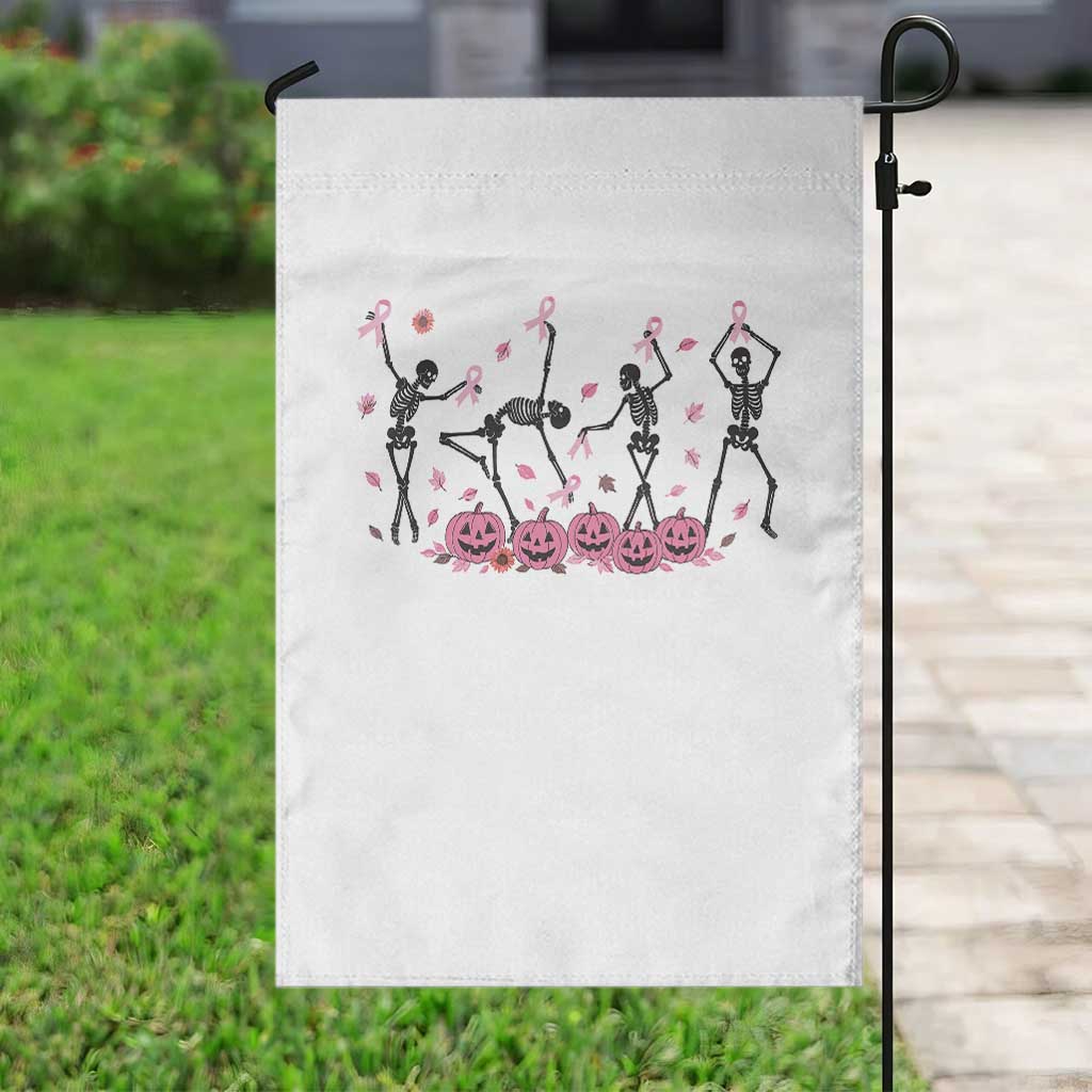 Dancing Skeletons Breast Cancer Garden Flag Skeleton Pink Ribbon Halloween - Wonder Print Shop