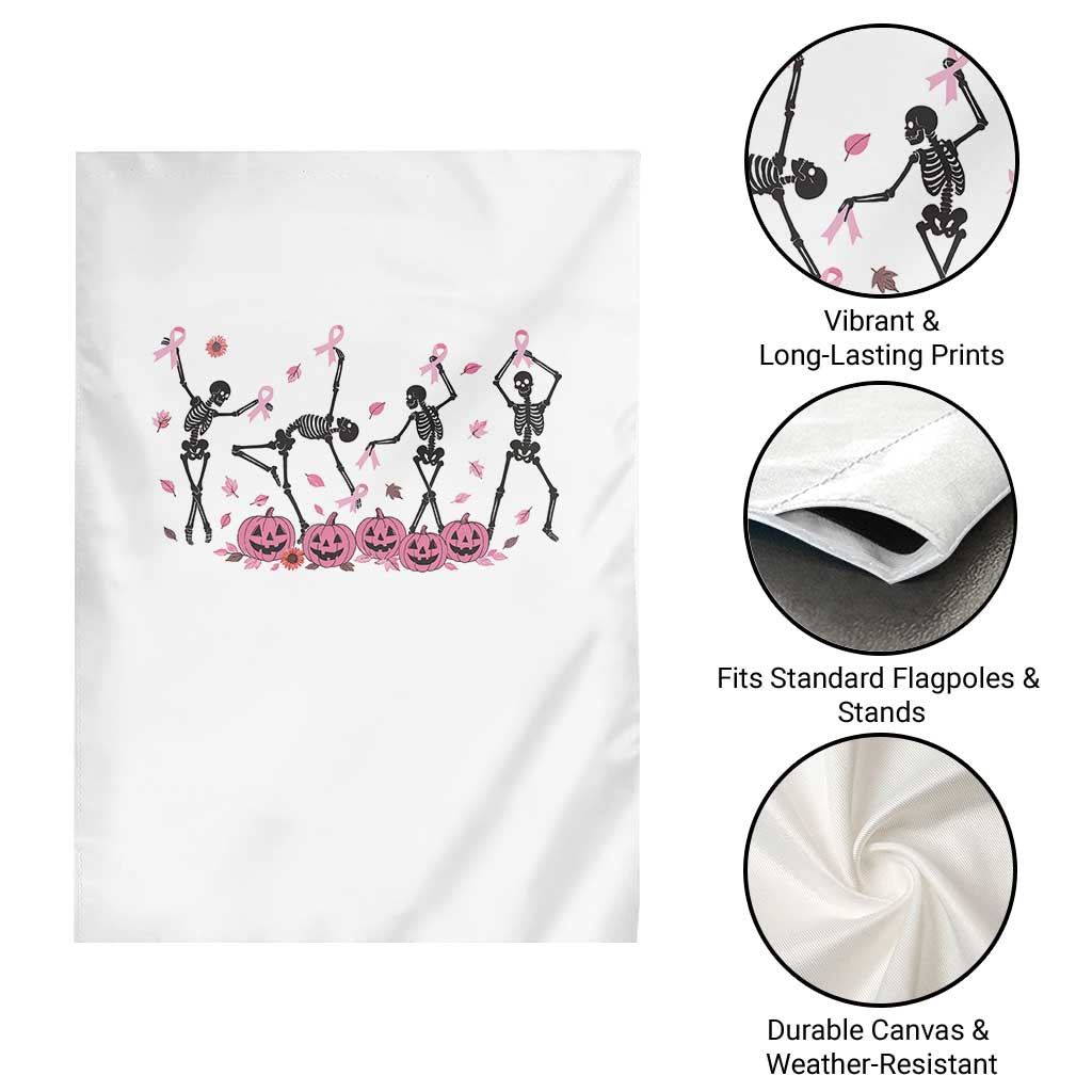 Dancing Skeletons Breast Cancer Garden Flag Skeleton Pink Ribbon Halloween - Wonder Print Shop