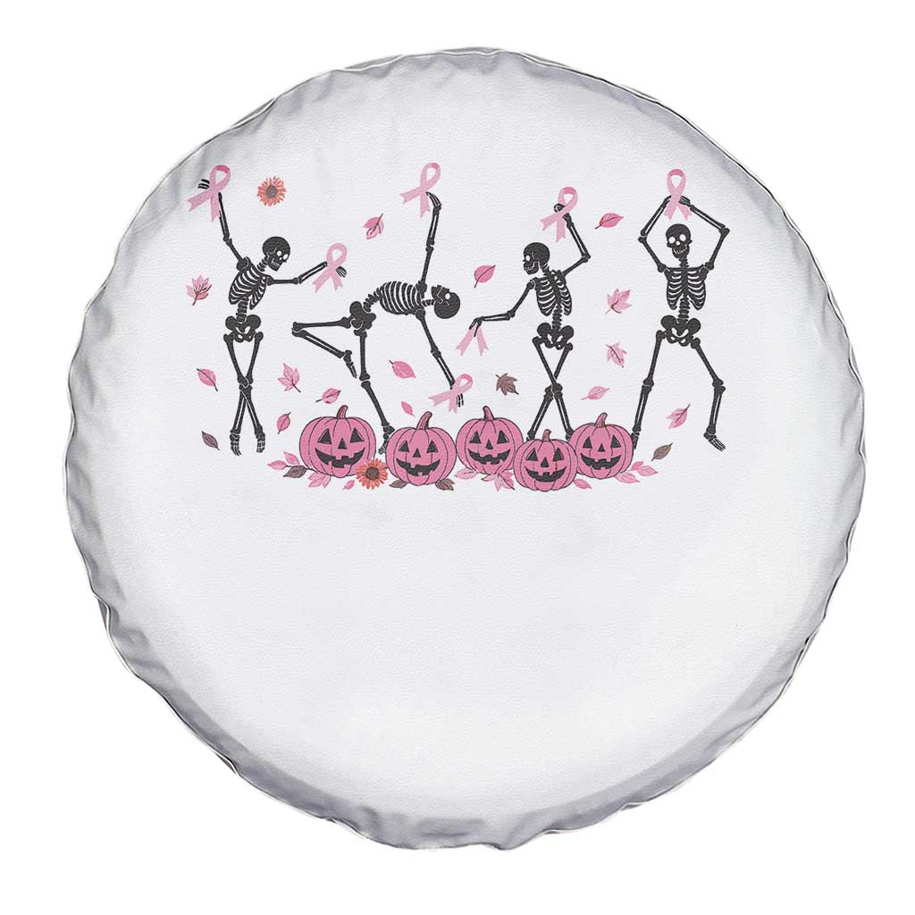 Dancing Skeletons Breast Cancer Spare Tire Cover Skeleton Pink Ribbon Halloween - Wonder Print Shop