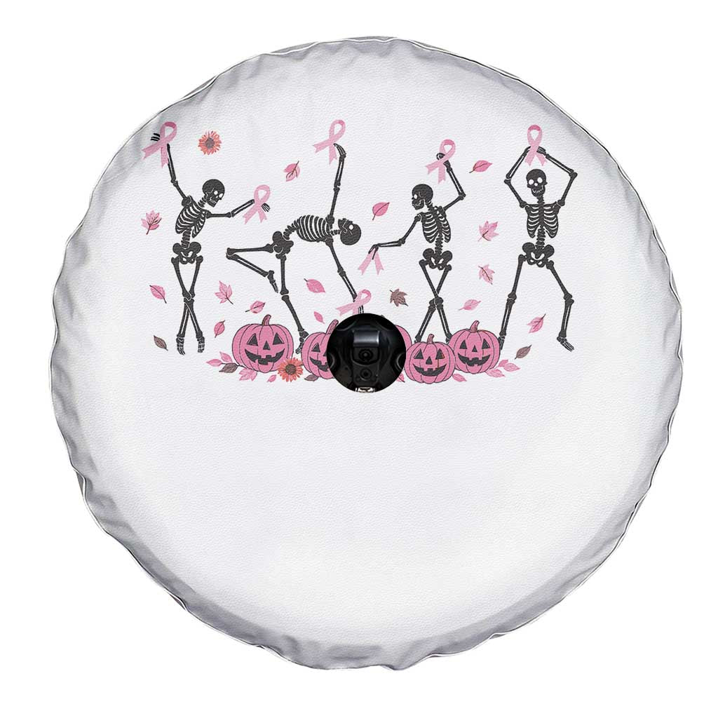 Dancing Skeletons Breast Cancer Spare Tire Cover Skeleton Pink Ribbon Halloween - Wonder Print Shop