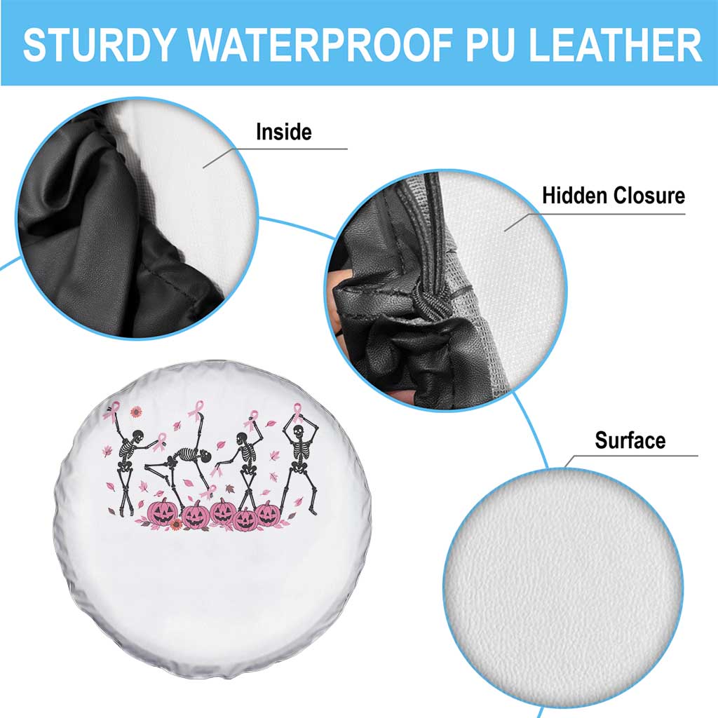 Dancing Skeletons Breast Cancer Spare Tire Cover Skeleton Pink Ribbon Halloween - Wonder Print Shop