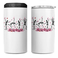 Dancing Skeletons Breast Cancer 4 in 1 Can Cooler Tumbler Skeleton Pink Ribbon Halloween - Wonder Print Shop