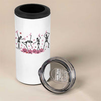 Dancing Skeletons Breast Cancer 4 in 1 Can Cooler Tumbler Skeleton Pink Ribbon Halloween - Wonder Print Shop