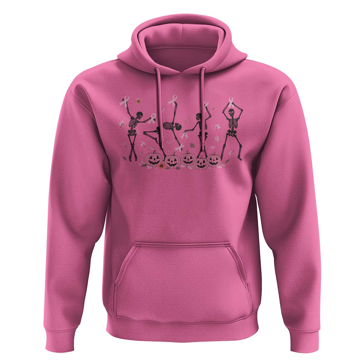 Dancing Skeletons Breast Cancer Hoodie Skeleton Pink Ribbon Halloween - Wonder Print Shop