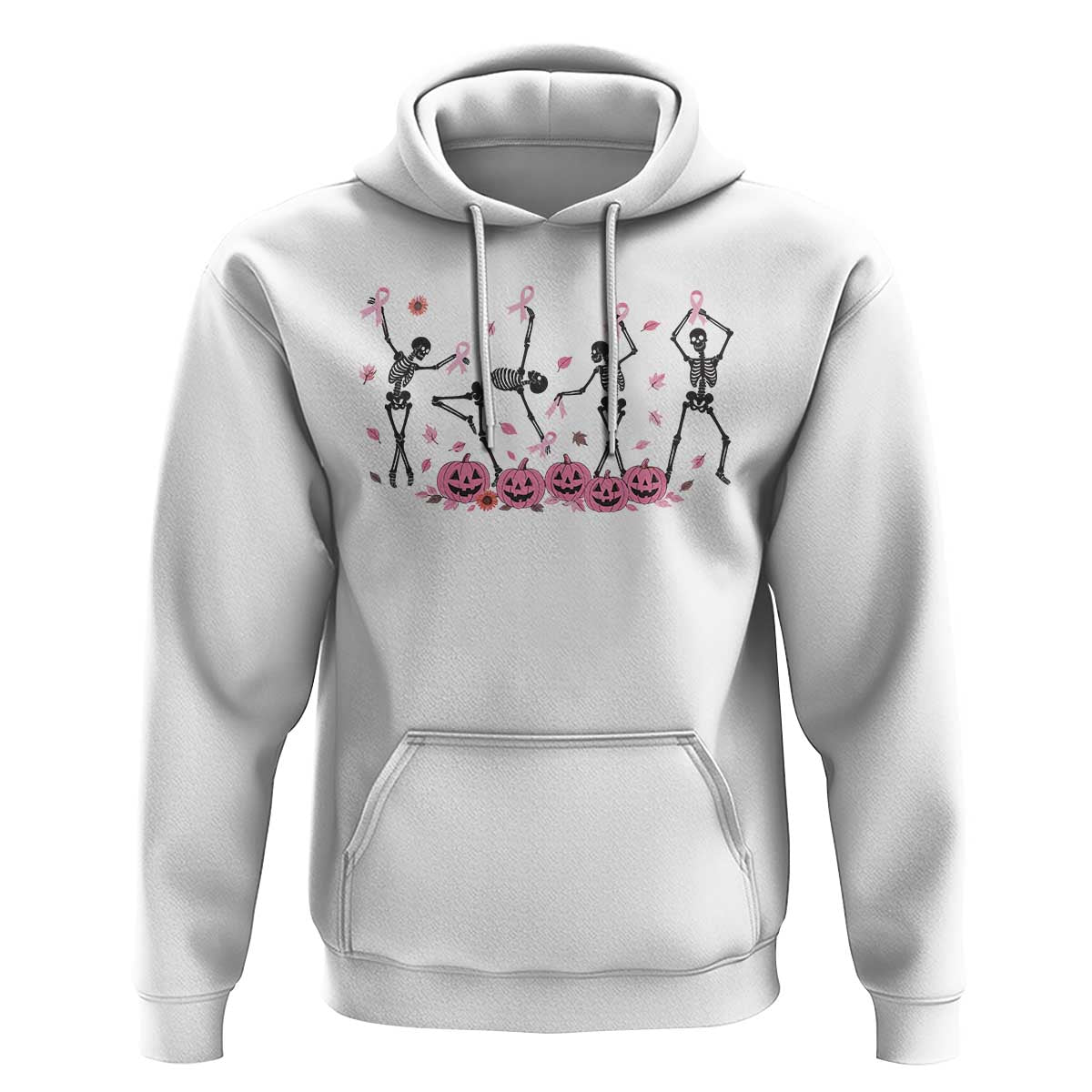 Dancing Skeletons Breast Cancer Hoodie Skeleton Pink Ribbon Halloween - Wonder Print Shop