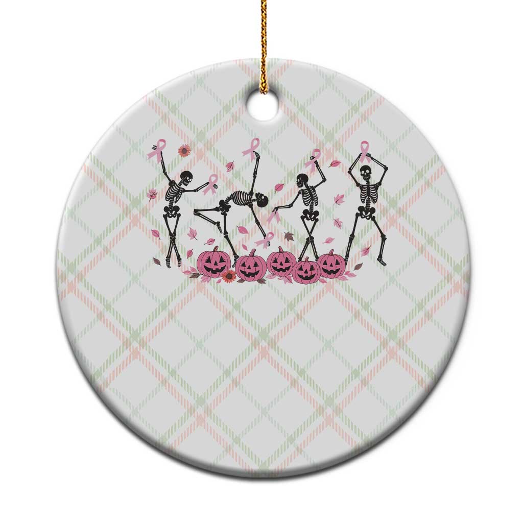 Dancing Skeletons Breast Cancer Ceramic Ornament Skeleton Pink Ribbon Halloween - Wonder Print Shop