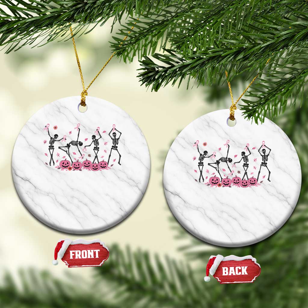 Dancing Skeletons Breast Cancer Ceramic Ornament Skeleton Pink Ribbon Halloween - Wonder Print Shop