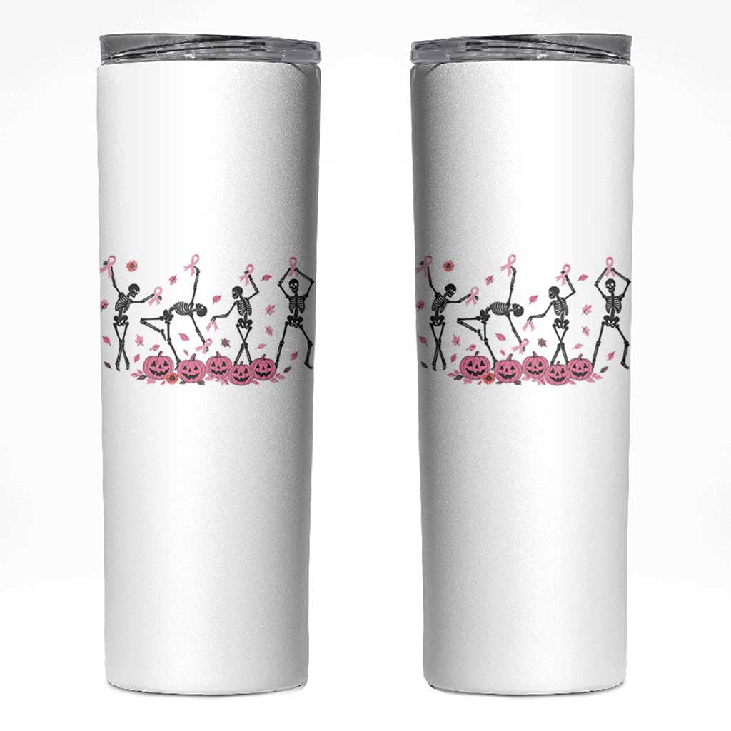Dancing Skeletons Breast Cancer Skinny Tumbler Skeleton Pink Ribbon Halloween - Wonder Print Shop