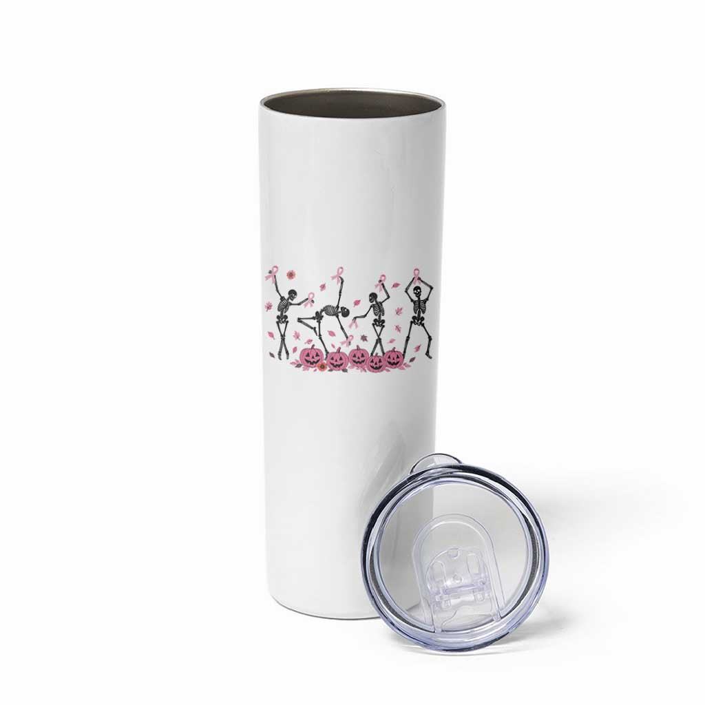 Dancing Skeletons Breast Cancer Skinny Tumbler Skeleton Pink Ribbon Halloween - Wonder Print Shop