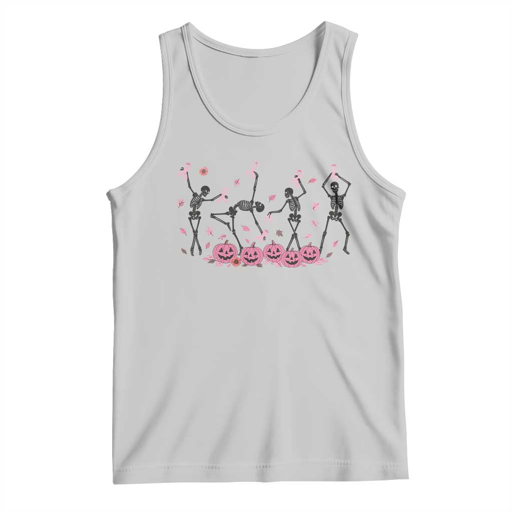 Dancing Skeletons Breast Cancer Tank Top Skeleton Pink Ribbon Halloween - Wonder Print Shop