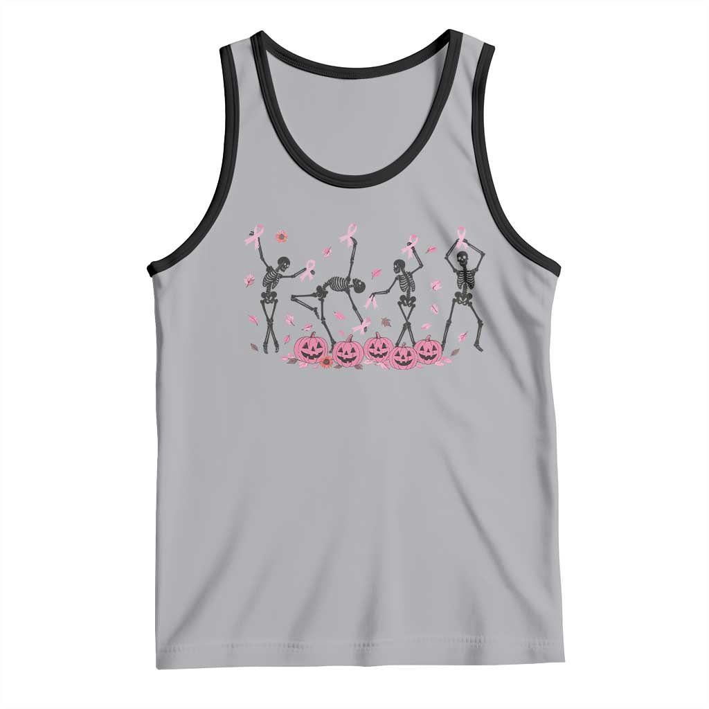 Dancing Skeletons Breast Cancer Tank Top Skeleton Pink Ribbon Halloween - Wonder Print Shop