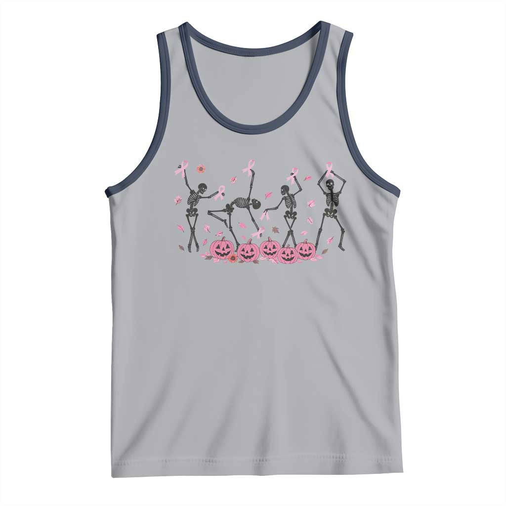 Dancing Skeletons Breast Cancer Tank Top Skeleton Pink Ribbon Halloween - Wonder Print Shop