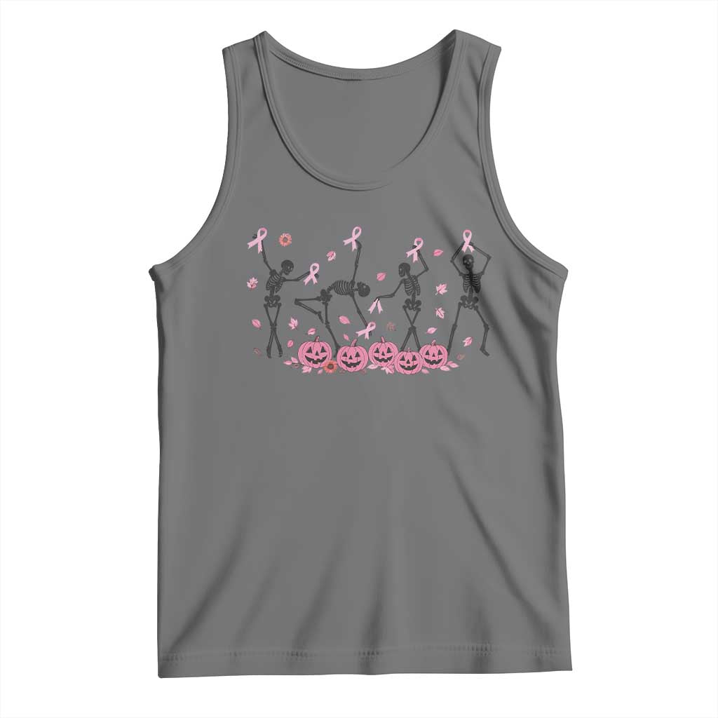 Dancing Skeletons Breast Cancer Tank Top Skeleton Pink Ribbon Halloween - Wonder Print Shop