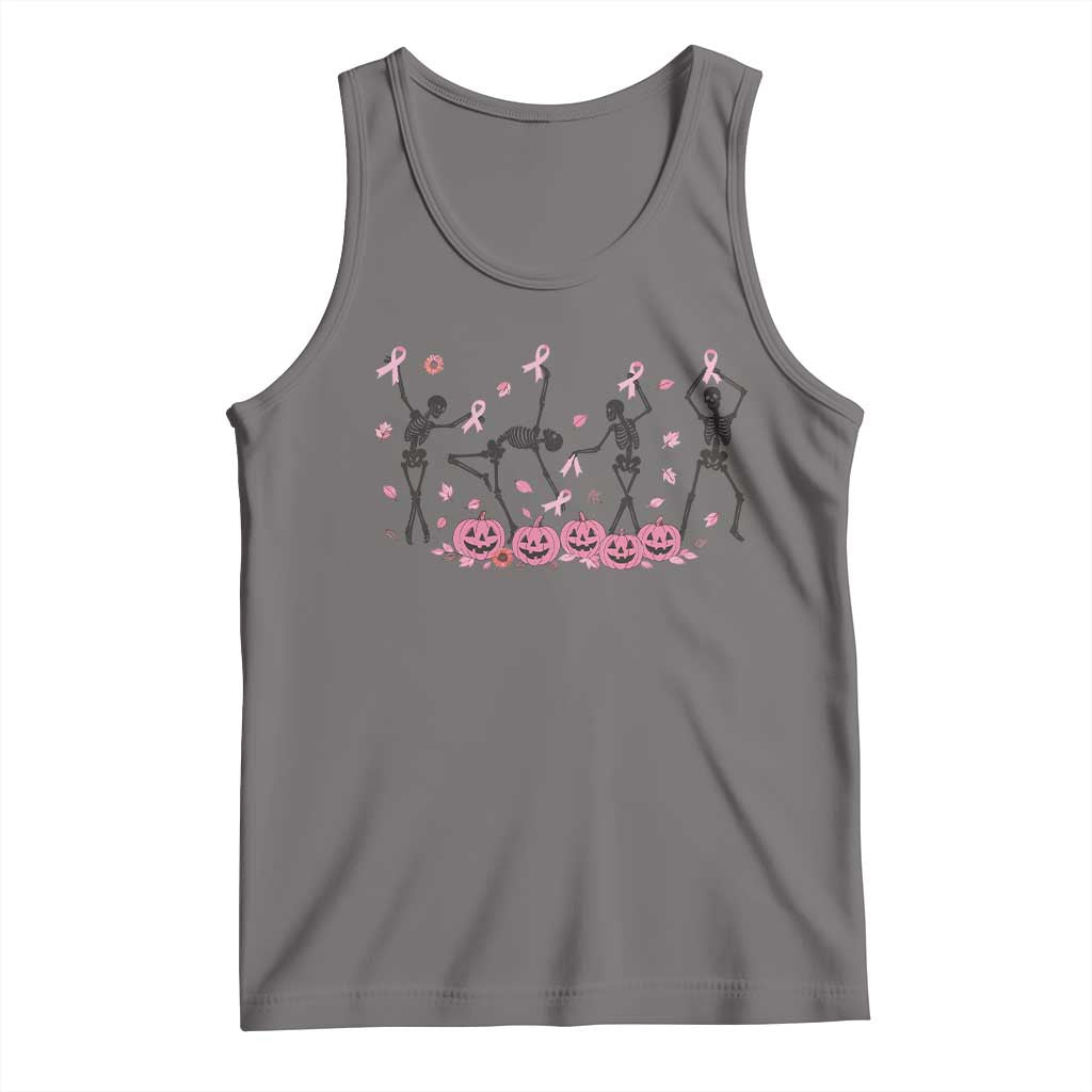 Dancing Skeletons Breast Cancer Tank Top Skeleton Pink Ribbon Halloween - Wonder Print Shop