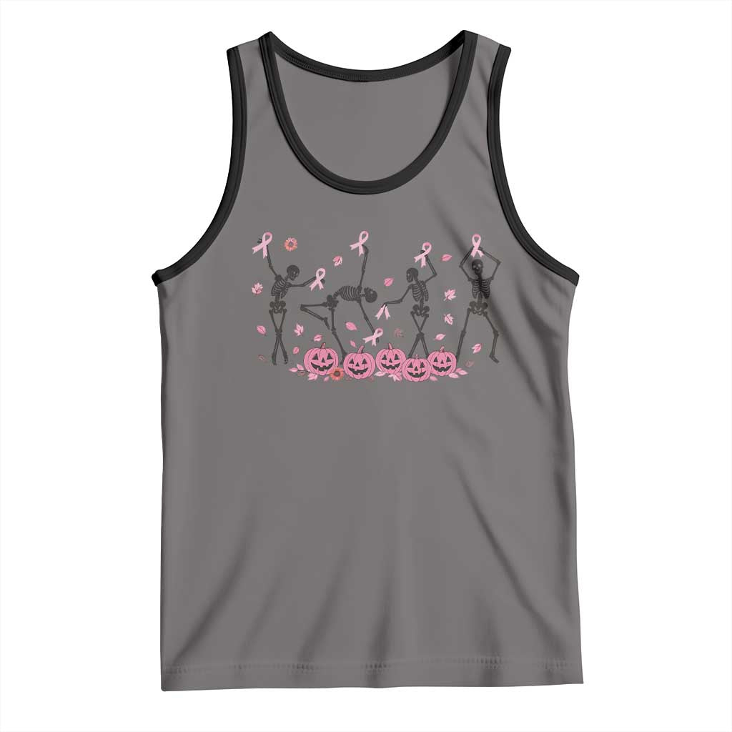 Dancing Skeletons Breast Cancer Tank Top Skeleton Pink Ribbon Halloween - Wonder Print Shop