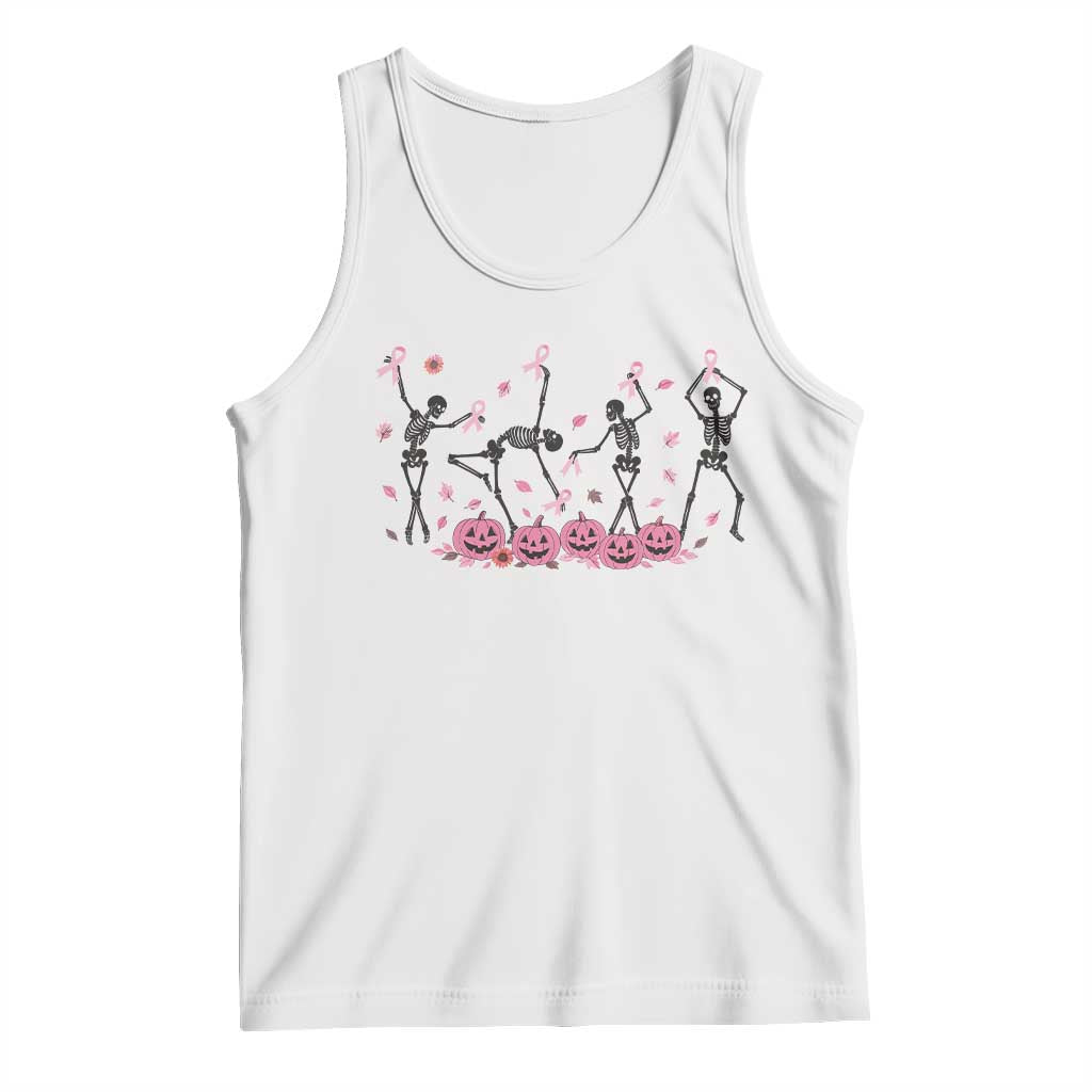 Dancing Skeletons Breast Cancer Tank Top Skeleton Pink Ribbon Halloween - Wonder Print Shop