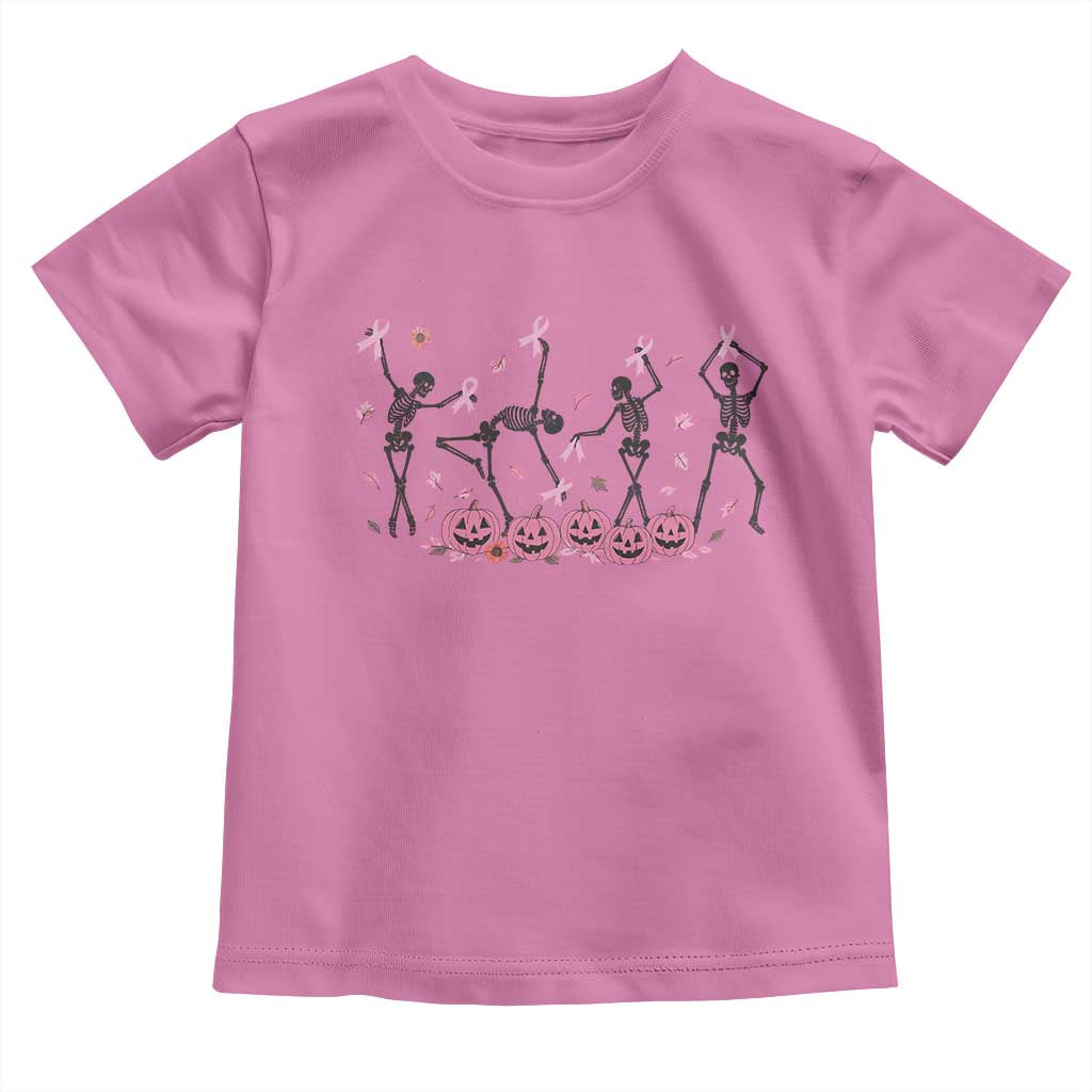 Dancing Skeletons Breast Cancer Toddler T Shirt Skeleton Pink Ribbon Halloween - Wonder Print Shop