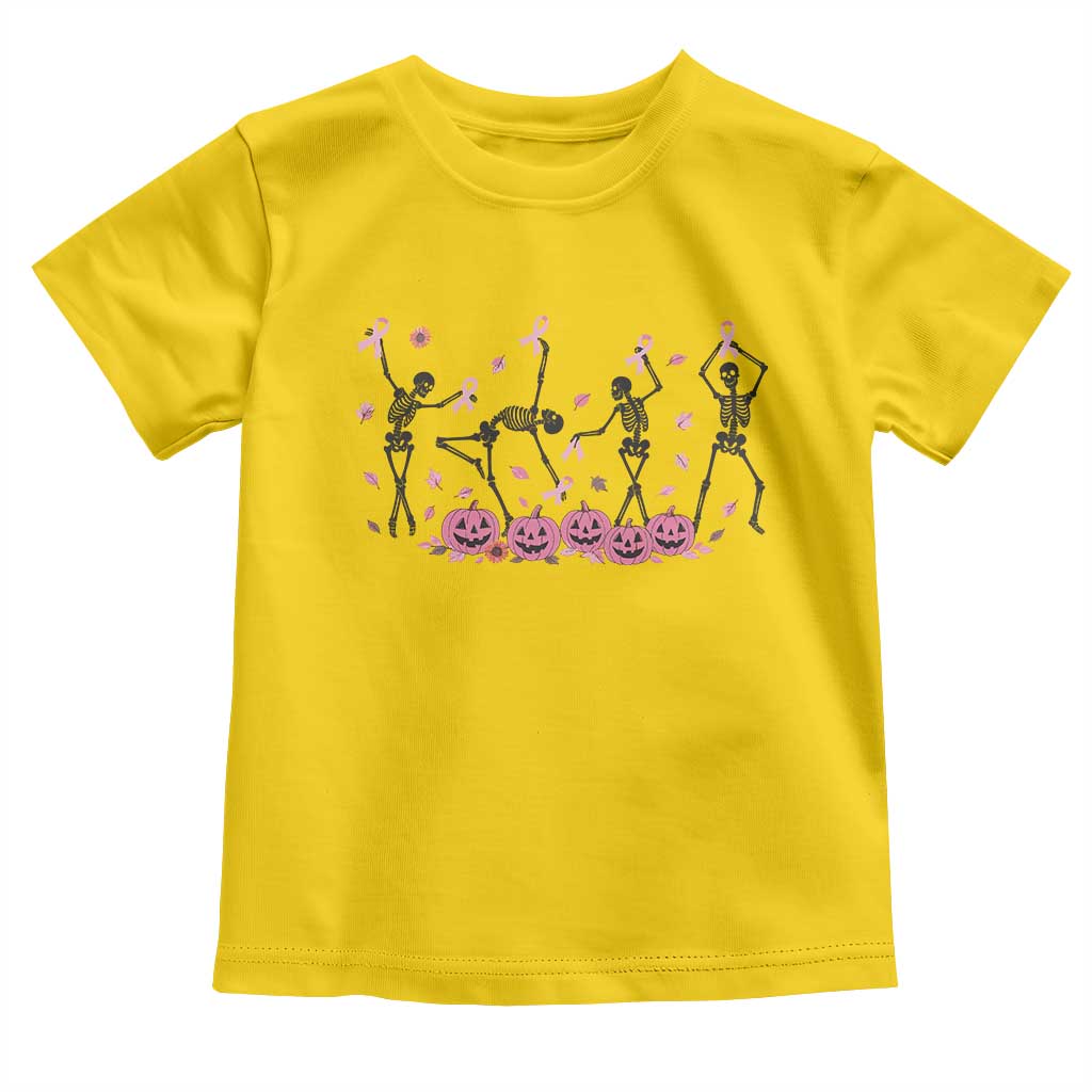 Dancing Skeletons Breast Cancer Toddler T Shirt Skeleton Pink Ribbon Halloween - Wonder Print Shop