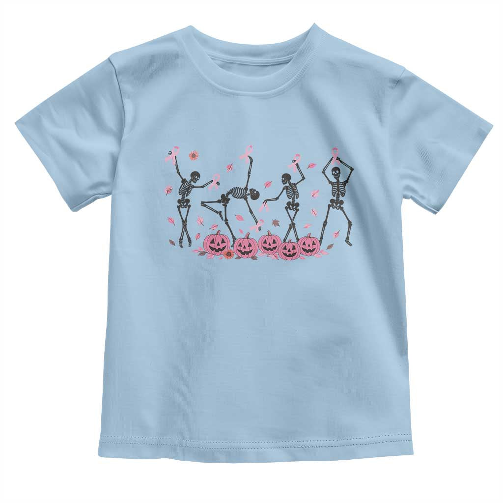 Dancing Skeletons Breast Cancer Toddler T Shirt Skeleton Pink Ribbon Halloween - Wonder Print Shop