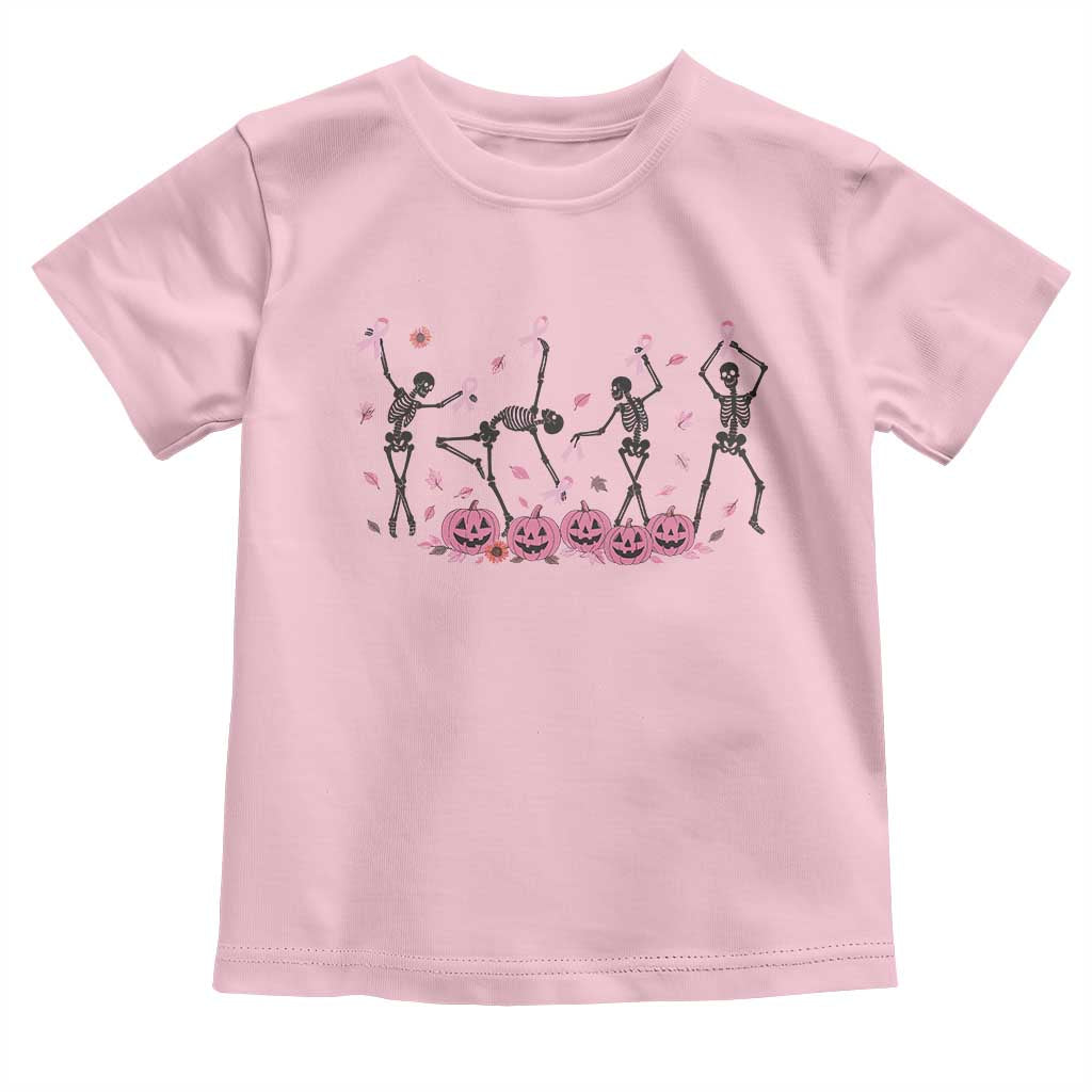 Dancing Skeletons Breast Cancer Toddler T Shirt Skeleton Pink Ribbon Halloween - Wonder Print Shop
