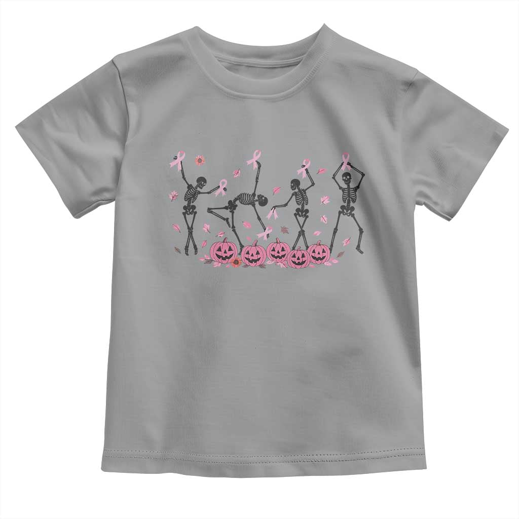Dancing Skeletons Breast Cancer Toddler T Shirt Skeleton Pink Ribbon Halloween - Wonder Print Shop