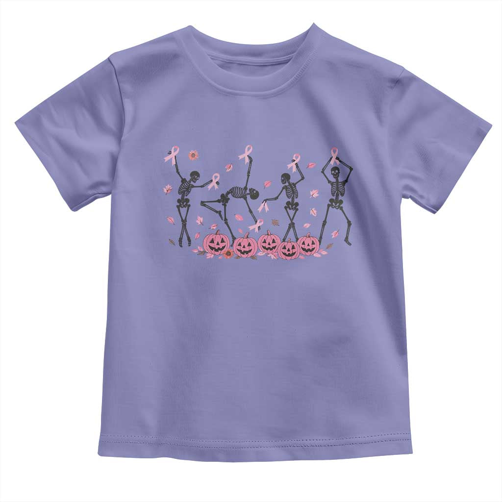 Dancing Skeletons Breast Cancer Toddler T Shirt Skeleton Pink Ribbon Halloween - Wonder Print Shop