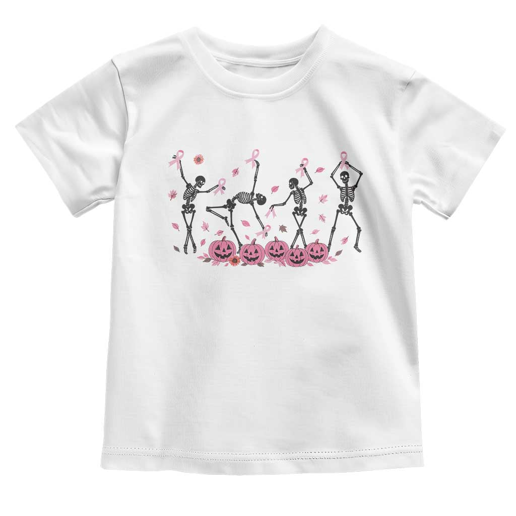 Dancing Skeletons Breast Cancer Toddler T Shirt Skeleton Pink Ribbon Halloween - Wonder Print Shop
