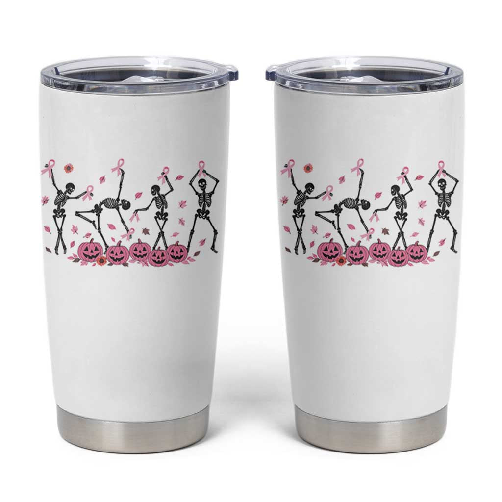 Dancing Skeletons Breast Cancer Tumbler Cup Skeleton Pink Ribbon Halloween - Wonder Print Shop