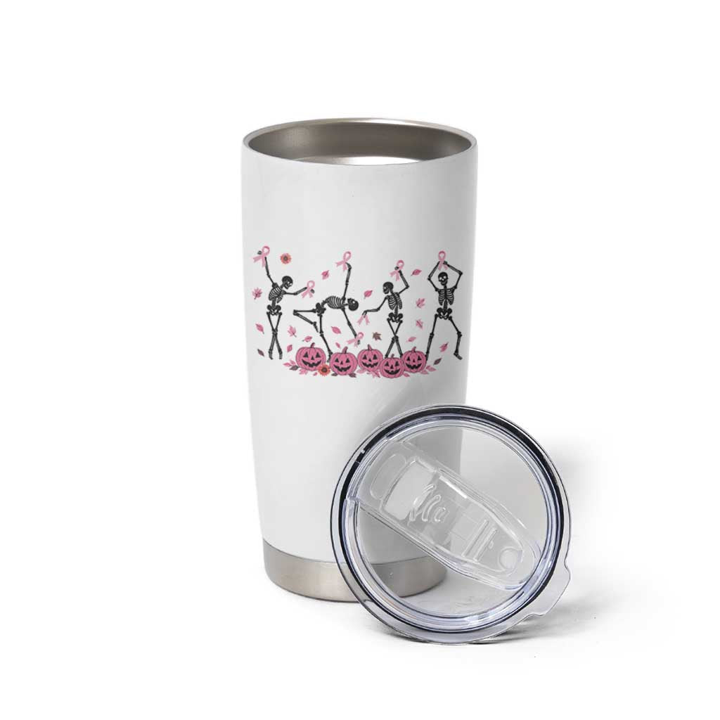Dancing Skeletons Breast Cancer Tumbler Cup Skeleton Pink Ribbon Halloween - Wonder Print Shop