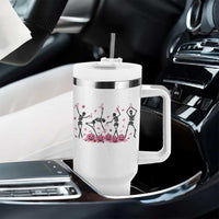 Dancing Skeletons Breast Cancer Tumbler With Handle Skeleton Pink Ribbon Halloween - Wonder Print Shop