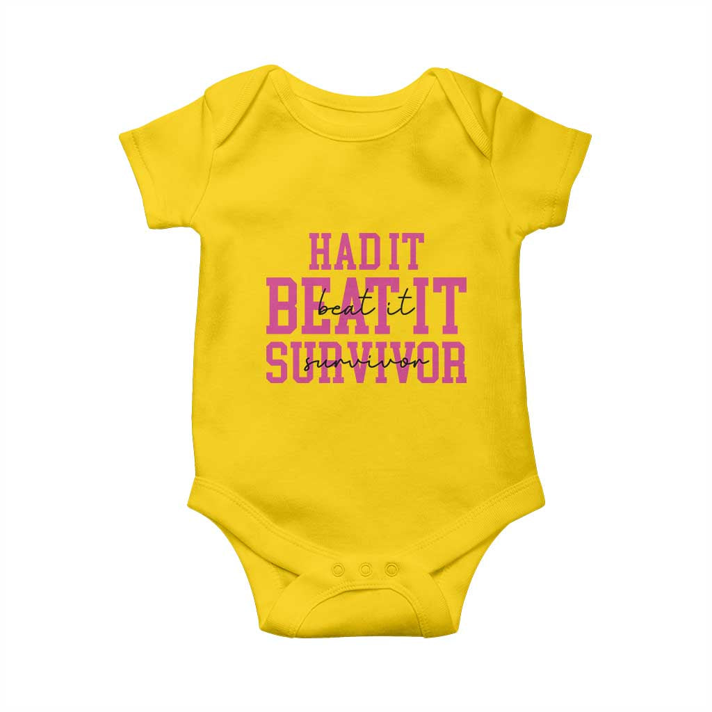 Breast Cancer Support Baby Onesie Had it Beat it Survivor Gift TS10