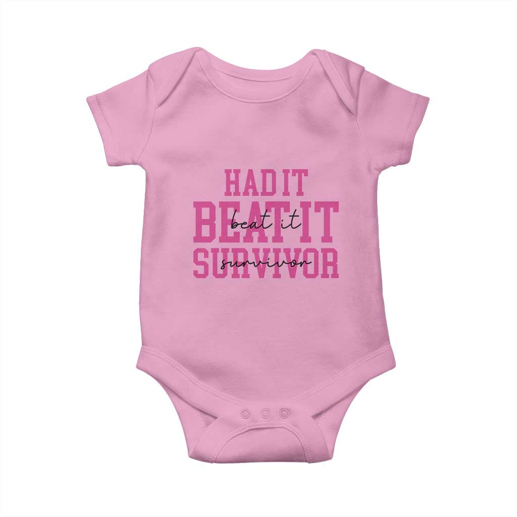 Breast Cancer Support Baby Onesie Had it Beat it Survivor Gift TS10