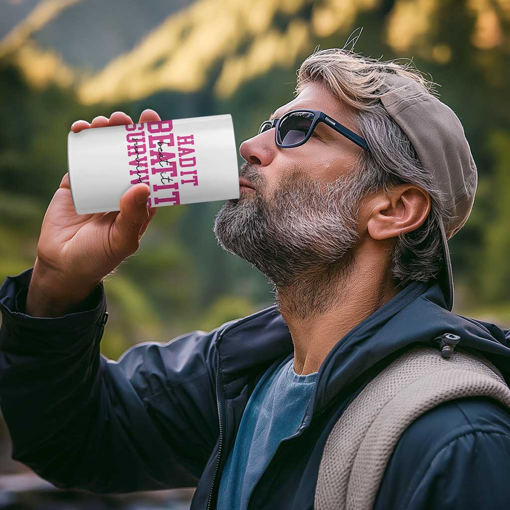 Breast Cancer Support 4 in 1 Can Cooler Tumbler Had it Beat it Survivor Gift - Wonder Print Shop