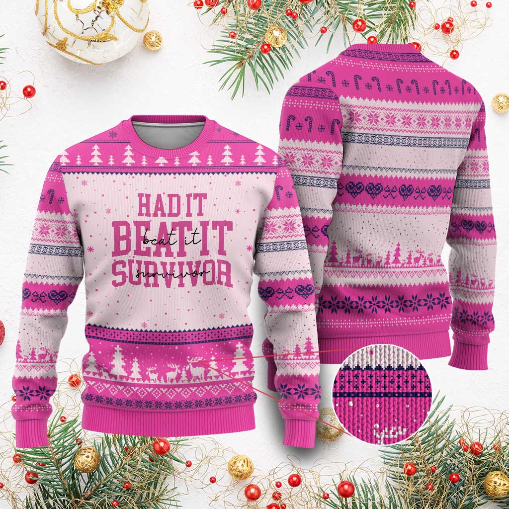 Breast Cancer Support Ugly Christmas Sweater Had it Beat it Survivor Gift TS10
