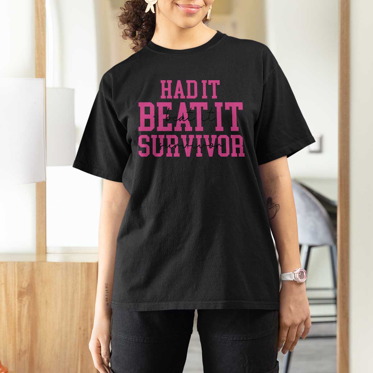 Breast Cancer Support T Shirt For Women Had it Beat it Survivor Gift - Wonder Print Shop
