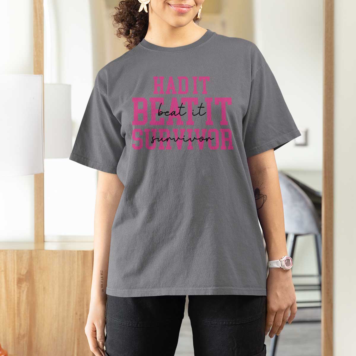 Breast Cancer Support T Shirt For Women Had it Beat it Survivor Gift TS10