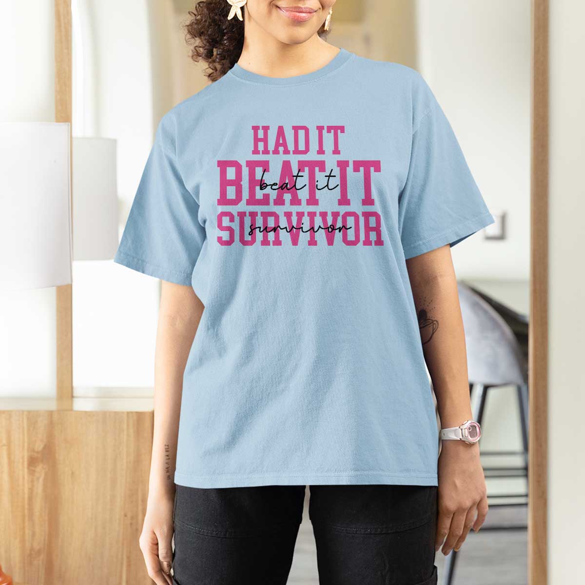Breast Cancer Support T Shirt For Women Had it Beat it Survivor Gift TS10