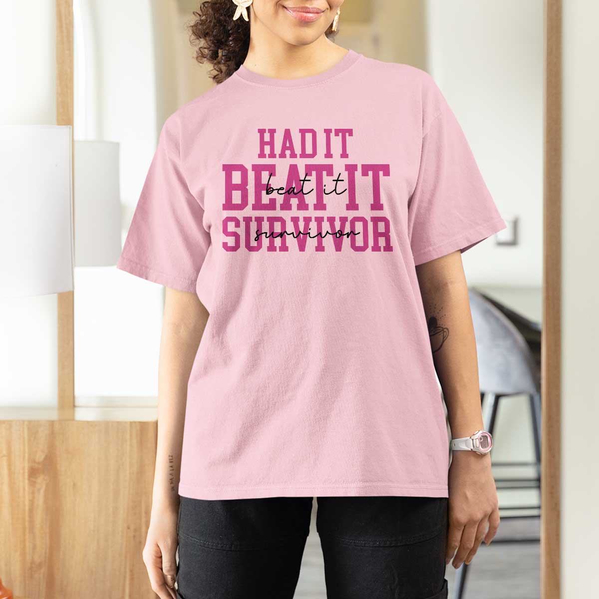 Breast Cancer Support T Shirt For Women Had it Beat it Survivor Gift TS10