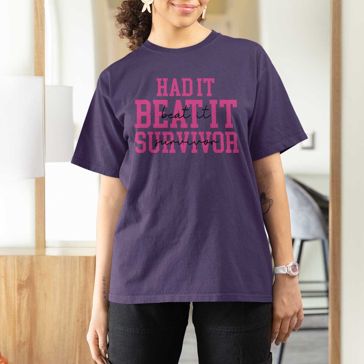 Breast Cancer Support T Shirt For Women Had it Beat it Survivor Gift TS10