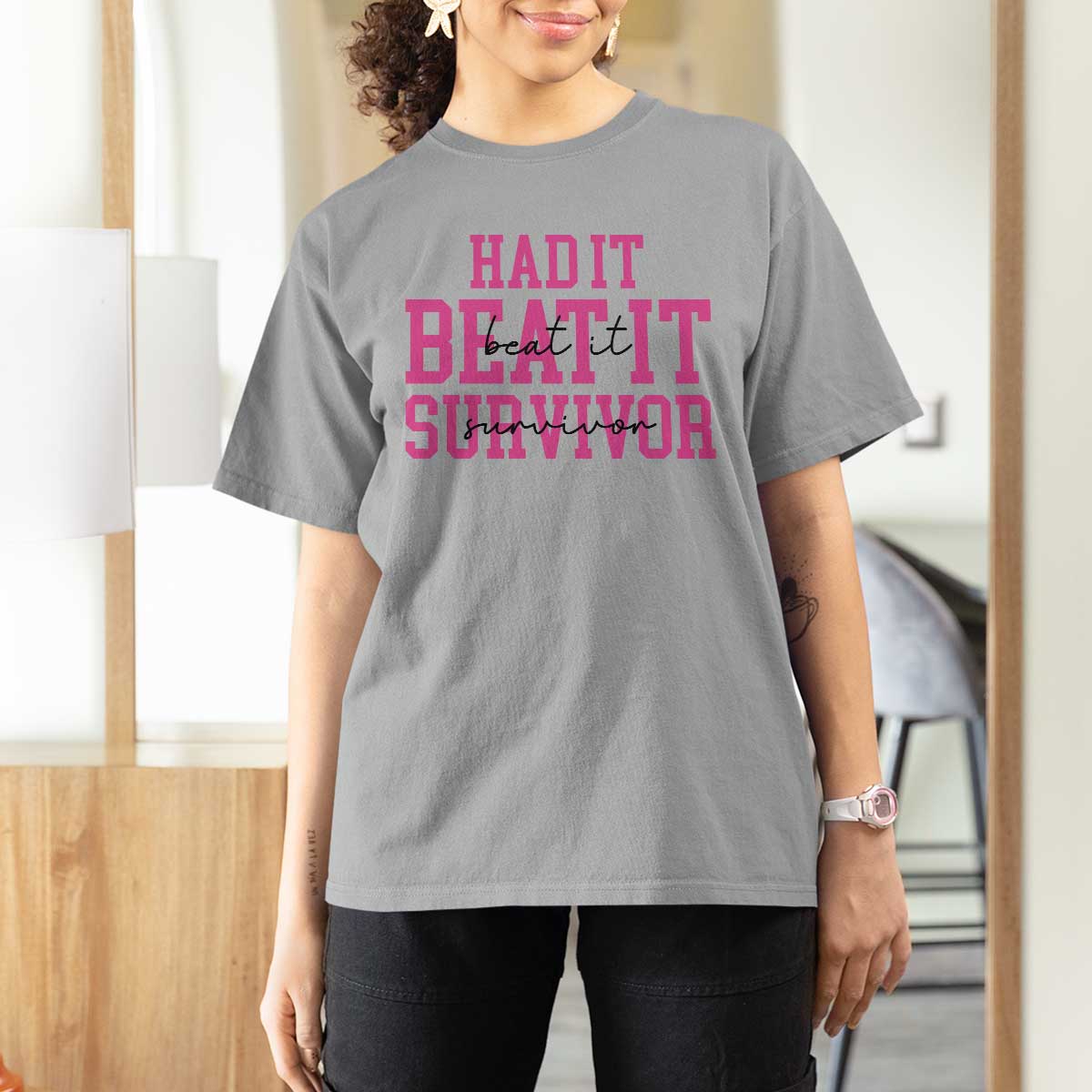 Breast Cancer Support T Shirt For Women Had it Beat it Survivor Gift TS10
