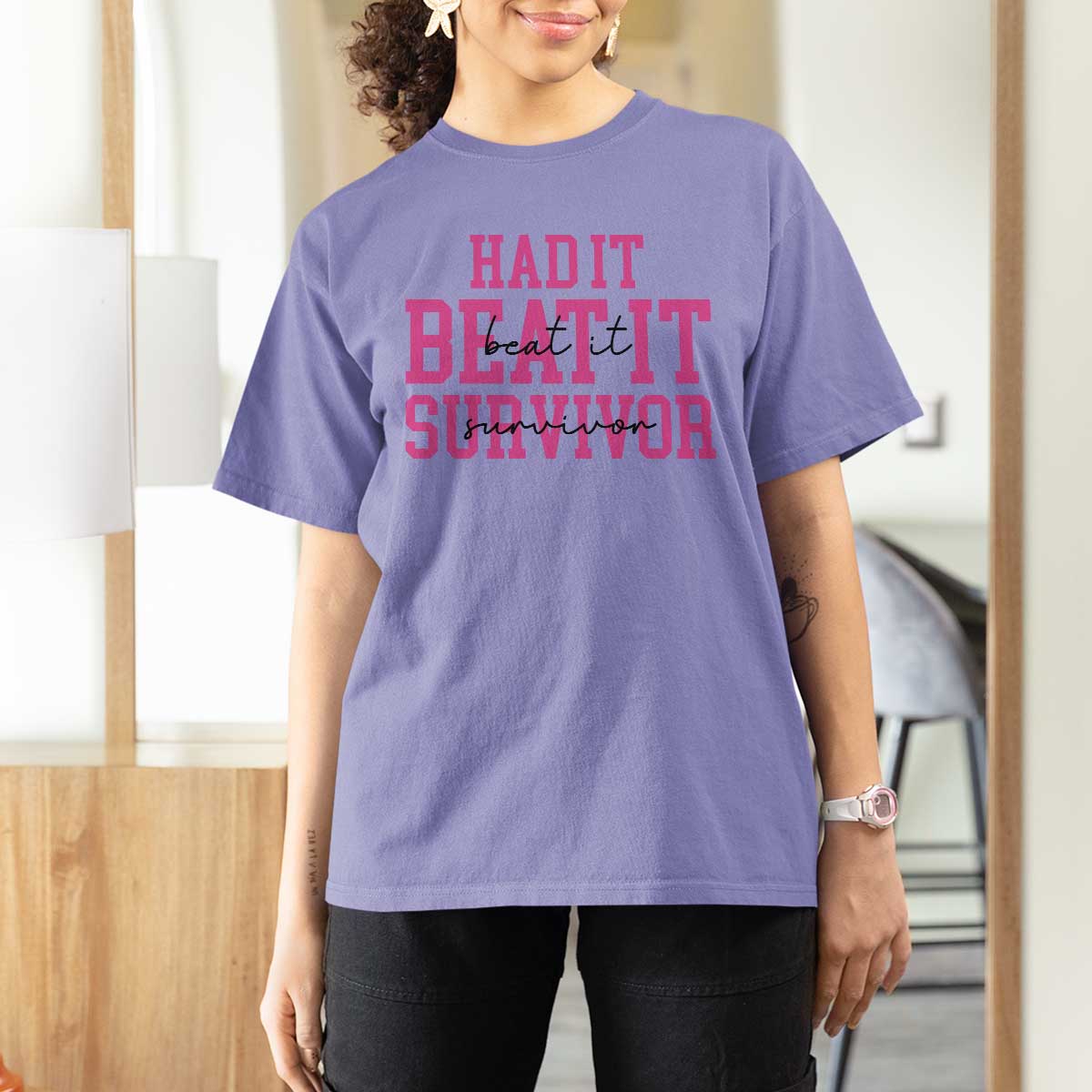 Breast Cancer Support T Shirt For Women Had it Beat it Survivor Gift TS10