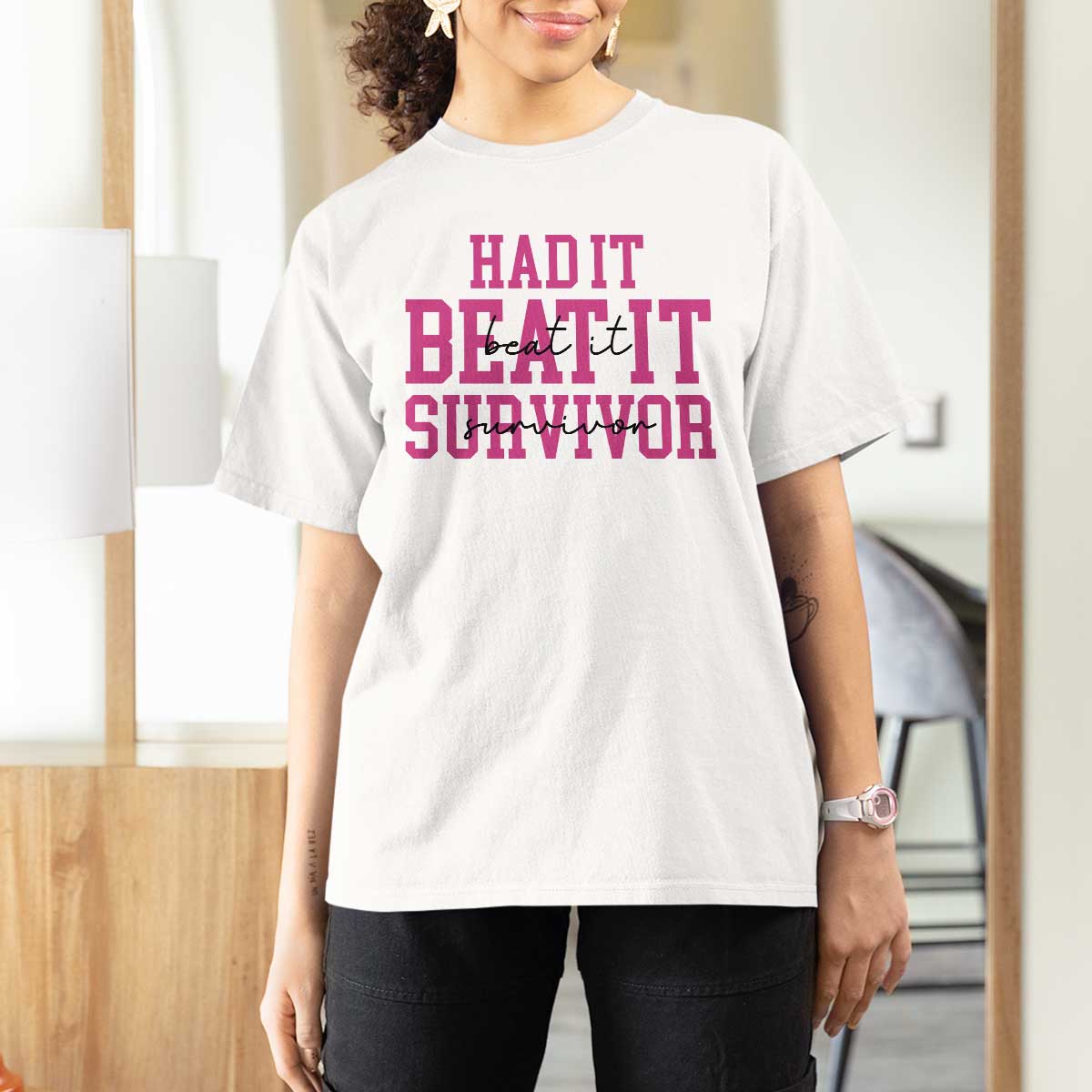 Breast Cancer Support T Shirt For Women Had it Beat it Survivor Gift TS10