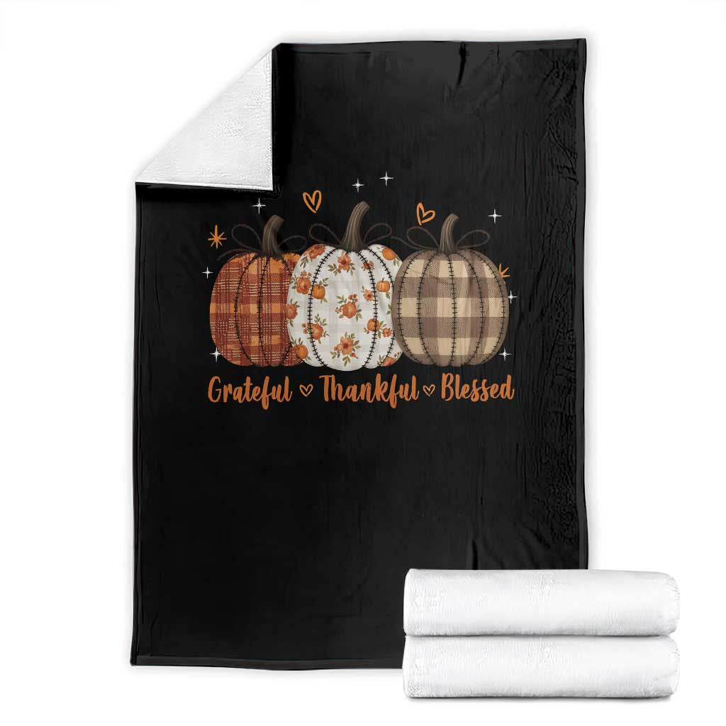 Grateful Thankful Blessed Pumpkin Throw Blanket Hello Thanksgiving Cozy Fall Autumn Rustic - Wonder Print Shop